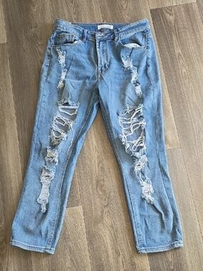 Almost Famous Light Blue Distressed Boyfriend Jeans